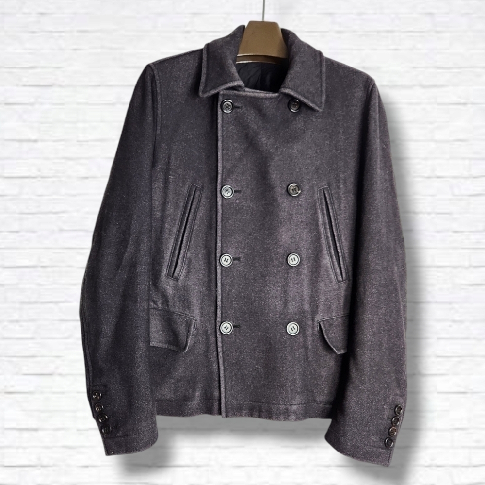 Dolce & Gabbana Men's Double Breasted Black Wool Pea Coat Size 50 EU